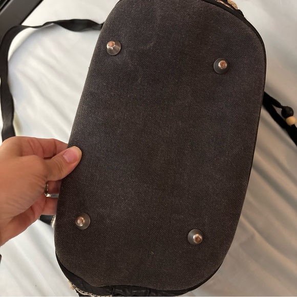 TOMS Wanderer One For One Woven Embroidered Bucket Bag Canvas Beaded Boho Black - Picture 4 of 8